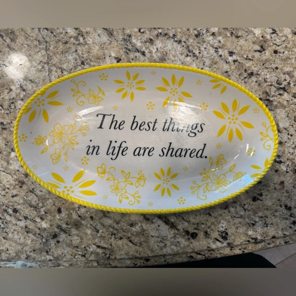 temptations Old World Yellow The best things in life are shared platter 14 x 8in - Picture 1 of 4